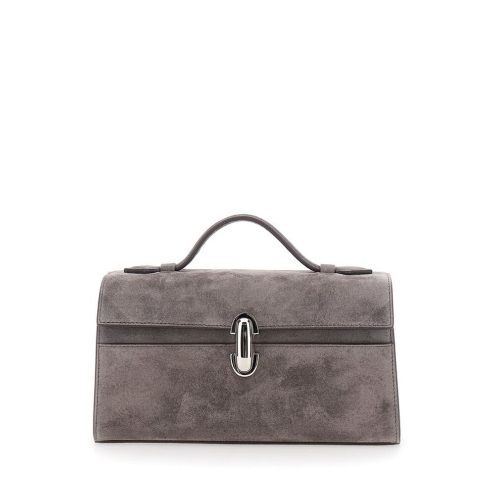 Savette Women 'Simmetry' Gray Handbag With Top Handle In Suede For Women